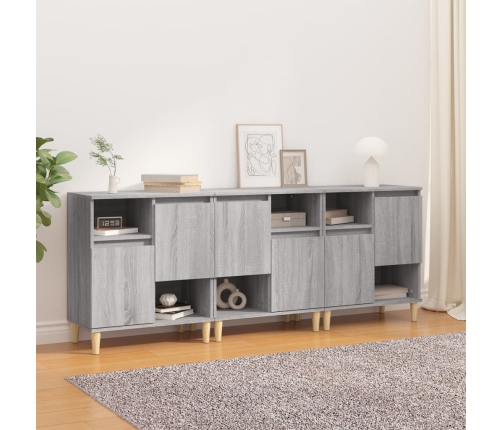 Aparadores 3 uds madera contrachapada gris Sonoma 60x35x70 cm