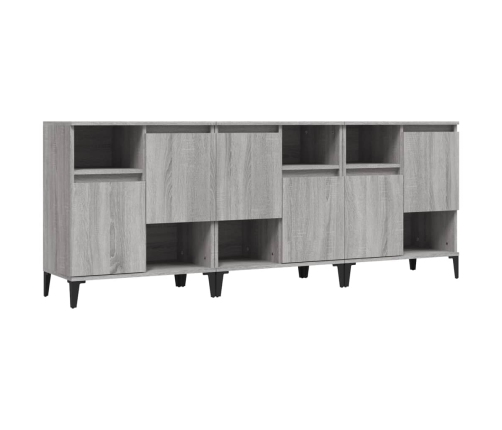 Aparadores 3 uds madera contrachapada gris Sonoma 60x35x70 cm