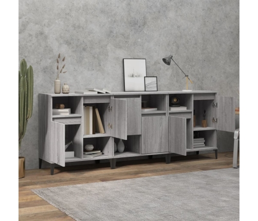 Aparadores 3 uds madera contrachapada gris Sonoma 60x35x70 cm