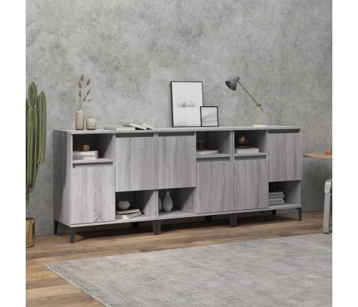 Aparadores 3 uds madera contrachapada gris Sonoma 60x35x70 cm