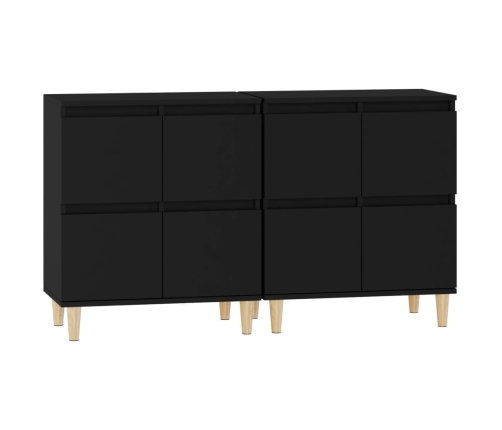 Aparadores 2 uds madera contrachapada negro 60x35x70 cm