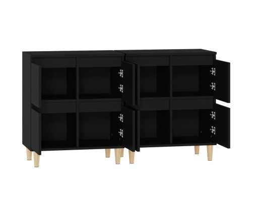 Aparadores 2 uds madera contrachapada negro 60x35x70 cm