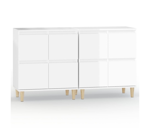 Aparadores 2 uds madera contrachapada blanco brillo 60x35x70 cm