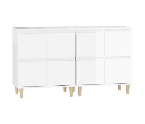 Aparadores 2 uds madera contrachapada blanco brillo 60x35x70 cm