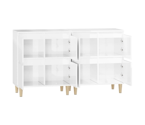 Aparadores 2 uds madera contrachapada blanco brillo 60x35x70 cm