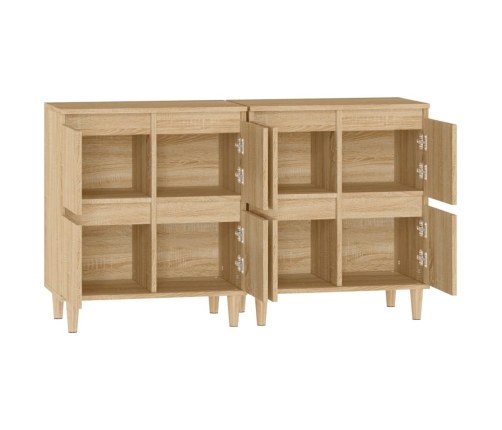 Aparadores 2 uds madera contrachapada roble Sonoma 60x35x70 cm