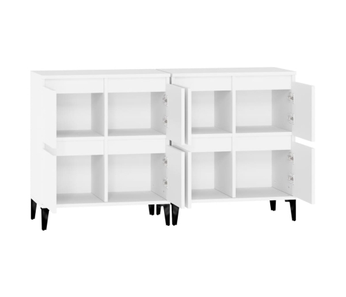 Aparadores 2 uds madera contrachapada blanco 60x35x70 cm