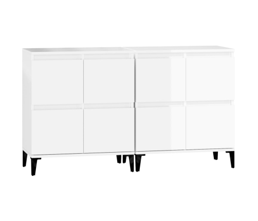 Aparadores 2 uds madera contrachapada blanco brillo 60x35x70 cm