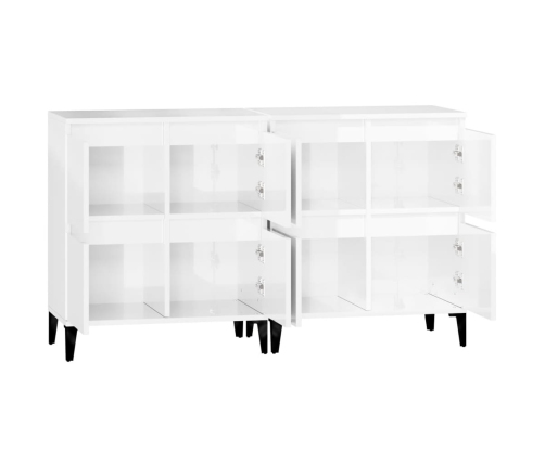 Aparadores 2 uds madera contrachapada blanco brillo 60x35x70 cm