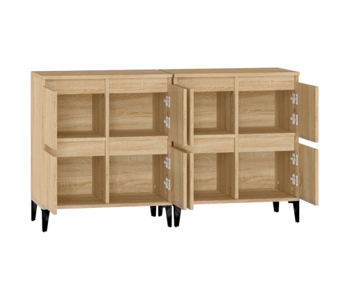 Aparadores 2 uds madera contrachapada roble Sonoma 60x35x70 cm