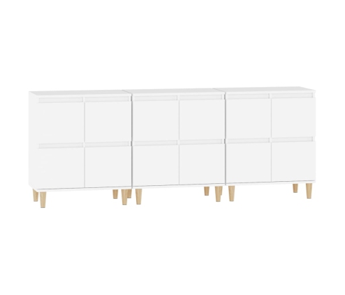 Aparadores 3 uds madera contrachapada blanco 60x35x70 cm