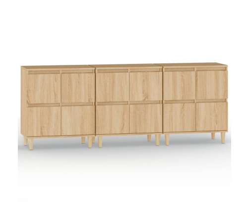 Aparadores 3 uds madera contrachapada roble Sonoma 60x35x70 cm