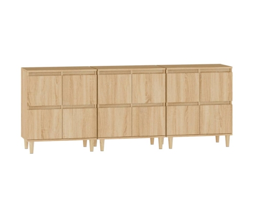 Aparadores 3 uds madera contrachapada roble Sonoma 60x35x70 cm