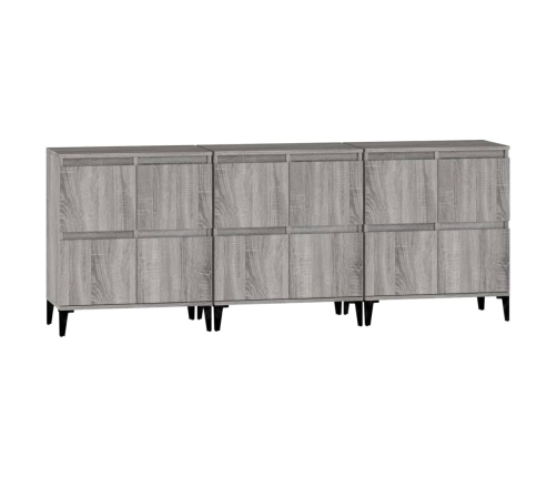 Aparadores 3 uds madera contrachapada gris Sonoma 60x35x70 cm