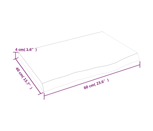 Tablero de mesa madera maciza roble sin tratar 60x40x(2-4) cm