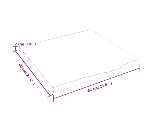 Tablero de mesa madera maciza de roble sin tratar 60x60x2 cm