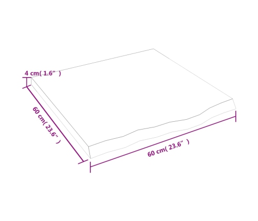 Tablero mesa madera roble tratada marrón claro 60x60x(2-4) cm