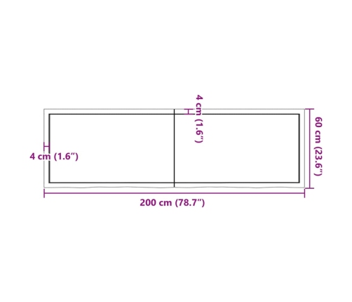 Tablero mesa madera roble tratada marrón claro 200x60x(2-4) cm