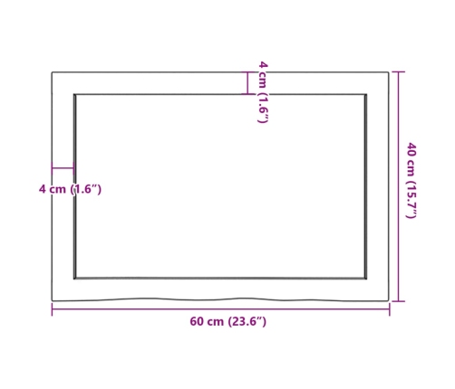 Tablero mesa madera roble tratada marrón oscuro 60x40x(2-4) cm