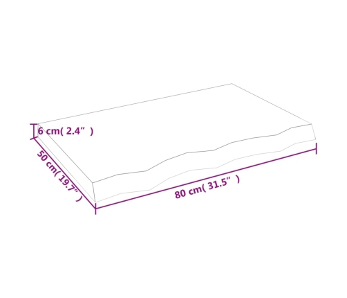 Tablero mesa madera roble tratada marrón oscuro 80x50x(2-6) cm