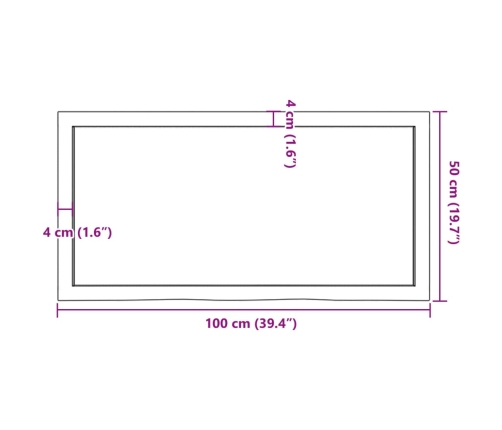 Tablero mesa madera roble tratada marrón oscuro 100x50x(2-4) cm