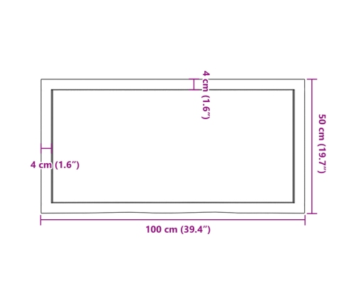 Tablero mesa madera roble tratada marrón oscuro 100x50x(2-6) cm