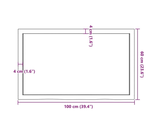 Tablero mesa madera roble tratada marrón oscuro 100x60x(2-4) cm