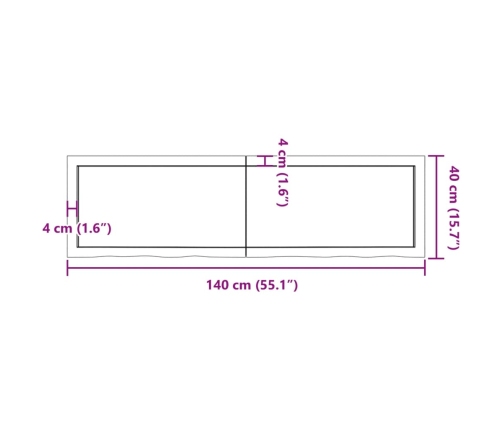 Tablero mesa madera roble tratada marrón oscuro 140x40x(2-4) cm