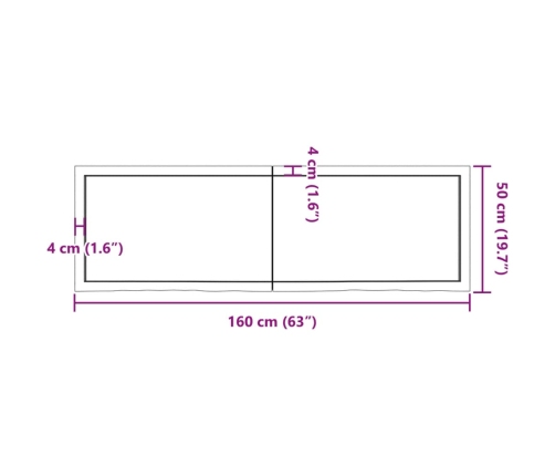 Tablero mesa madera roble tratada marrón oscuro 160x50x(2-4) cm