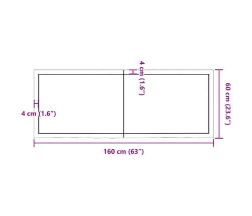 Tablero mesa madera roble tratada marrón oscuro 160x60x(2-6) cm