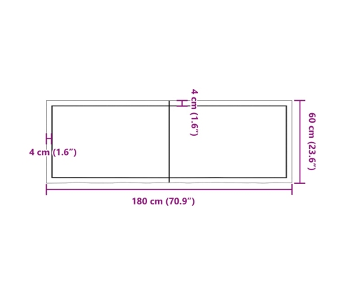 Tablero mesa madera roble tratada marrón oscuro 180x60x(2-4) cm