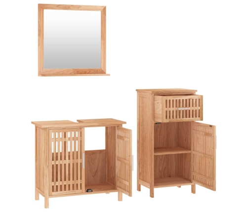 Conjunto de muebles de baño 3 piezas madera maciza de nogal