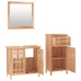 Conjunto de muebles de baño 3 piezas madera maciza de nogal