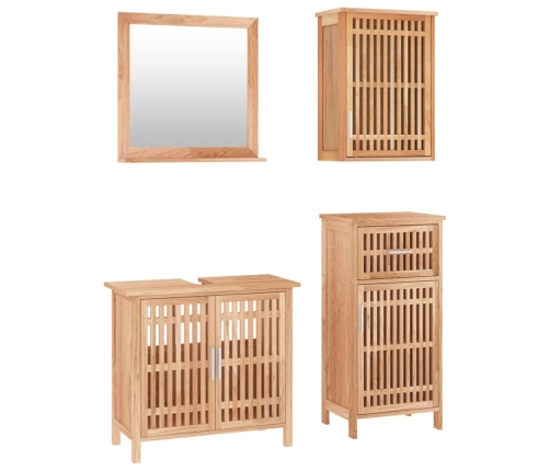 Conjunto de muebles de baño 4 piezas madera maciza de nogal