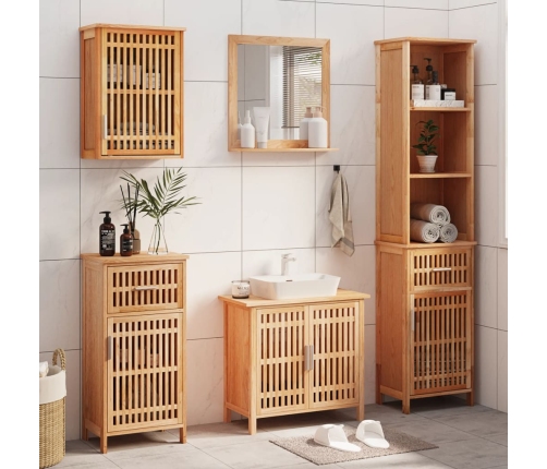 Conjunto de muebles de baño 5 piezas madera maciza de nogal