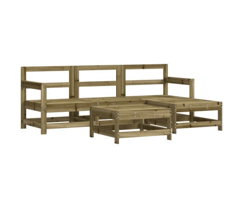 Juego de muebles jardín 5 pzas y cojines madera pino impregnada