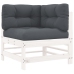 Juego de muebles jardín 5 piezas y cojines madera maciza blanco