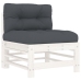 Juego de muebles jardín 5 piezas y cojines madera maciza blanco