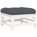 Juego de muebles jardín 5 piezas y cojines madera maciza blanco