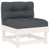 Juego de muebles jardín 7 piezas y cojines madera maciza blanco