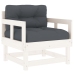 Juego de muebles jardín 7 piezas y cojines madera maciza blanco