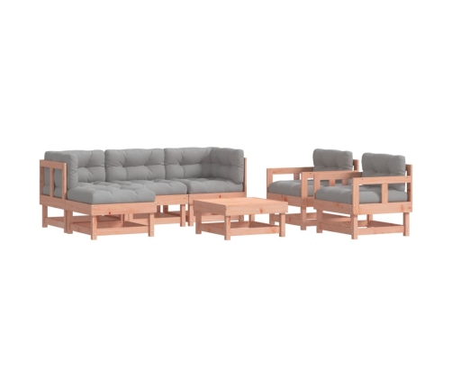 Juego de muebles jardín 7 pzas y cojines madera abeto Douglas
