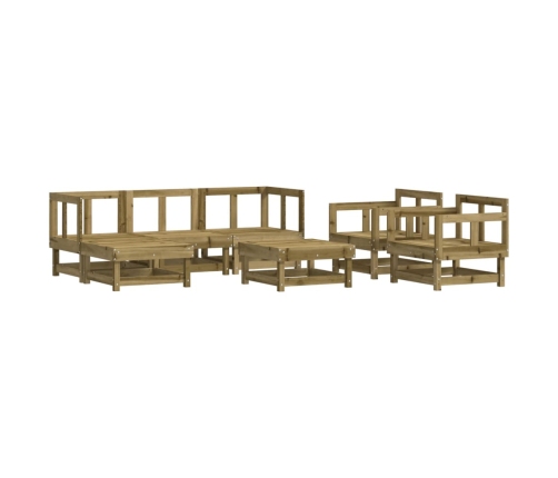 Juego de muebles jardín 7 pzas y cojines madera pino impregnada