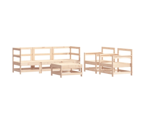 Juego de muebles de jardín 6 piezas y cojines madera maciza