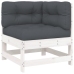 Juego de muebles jardín 6 piezas y cojines madera maciza blanco