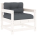 Juego de muebles jardín 6 piezas y cojines madera maciza blanco