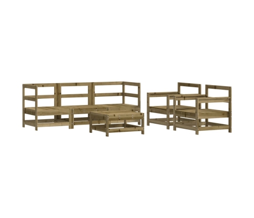 Juego de muebles jardín 6 pzas y cojines madera pino impregnada