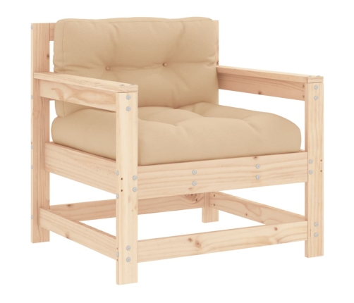 Juego de muebles de jardín 7 piezas y cojines madera maciza