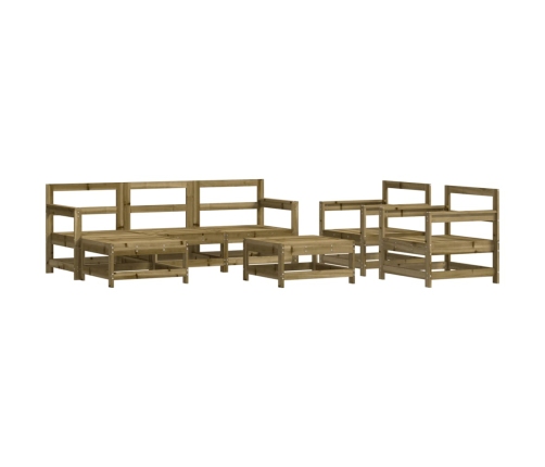 Juego de muebles jardín 7 pzas y cojines madera pino impregnada
