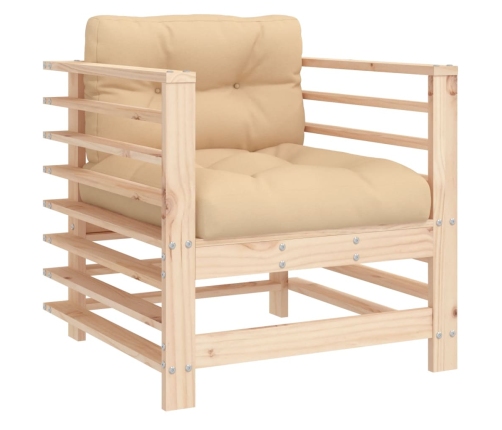 Juego de muebles de jardín 7 piezas y cojines madera maciza